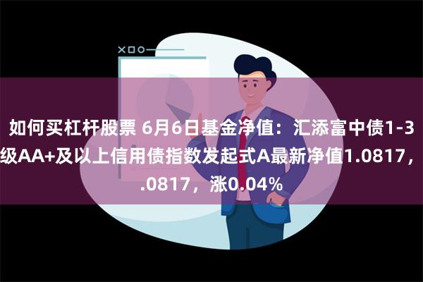 如何买杠杆股票 6月6日基金净值：汇添富中债1-3年隐含评级AA+及以上信用债指数发起式A最新净值1.0817，涨0.04%