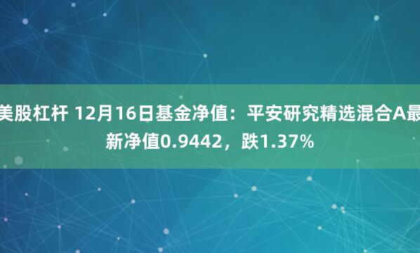 美股杠杆 12月16日基金净值：平安研究精选混合A最新净值0.9442，跌1.37%