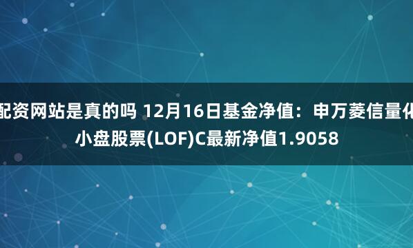 配资网站是真的吗 12月16日基金净值：申万菱信量化小盘股票(LOF)C最新净值1.9058