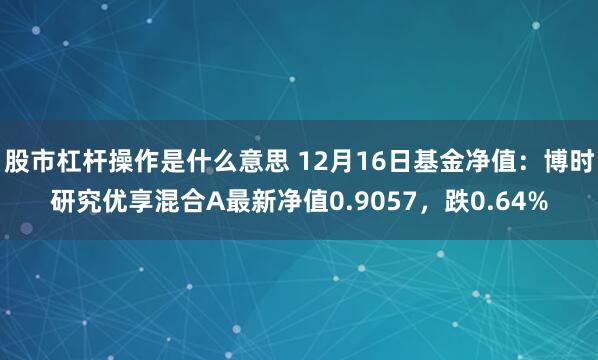 股市杠杆操作是什么意思 12月16日基金净值：博时研究优享混合A最新净值0.9057，跌0.64%