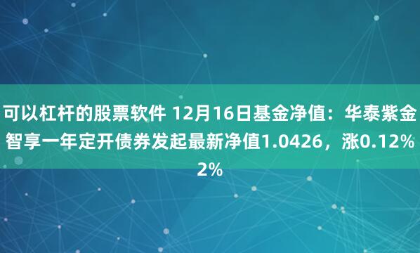 可以杠杆的股票软件 12月16日基金净值：华泰紫金智享一年定开债券发起最新净值1.0426，涨0.12%