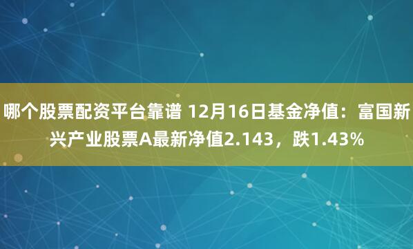 哪个股票配资平台靠谱 12月16日基金净值：富国新兴产业股票A最新净值2.143，跌1.43%