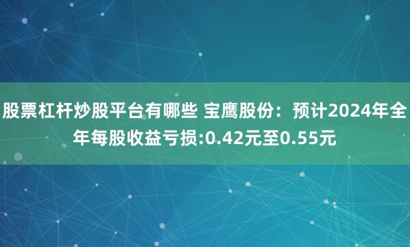 股票杠杆炒股平台有哪些 宝鹰股份：预计2024年全年每股收益亏损:0.42元至0.55元